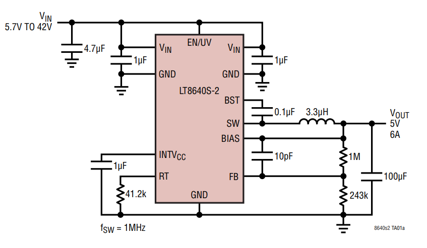 Application Circuit Diagram - Analog Devices Inc. LT8640/LT8640-1 Step-Down Regulators